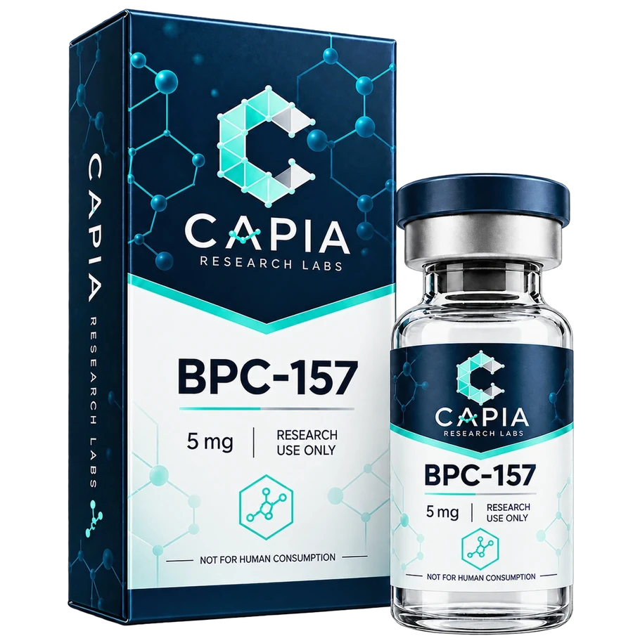 BPC-157 5 mg — Capia Research Labs, caja y vial
